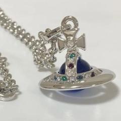 ヴィヴィアン　 タイニーオーブネックレス　シルバー×ブルー　マルチストーン