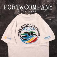 PORT&COMPANY 白Tシャツ 企業ロゴ　水泳　好配色