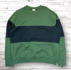 NIKE ナイキ スウェット 刺繍ロゴ グリーン×ネイビー XL 0342
