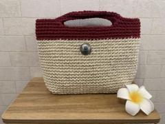 編み物トートバッグ レッド✖︎ホワイト