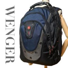 美品 ウェンガー　リュックサック　多層式　A4収納　メンズ　通勤通学　ネイビーのサムネイル