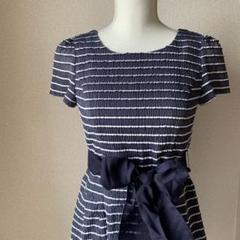 M'S GRACY エムズグレイシー　ボーダー　リボン　フレアワンピース　36