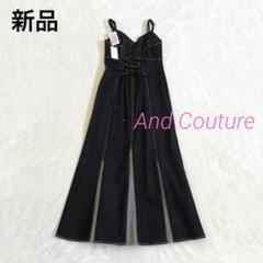 新品 アンドクチュール マチ配色デニムキャミワンピース