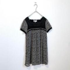 【MICHELKLEIN】半袖チュニックトップス ワンピース 小花柄 レース M