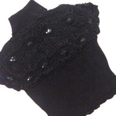 NAPATA MELLOE 黒の刺繍入り割烹着 バルーンスリーブ