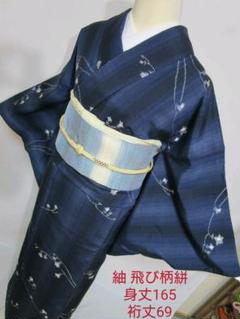 身丈165 裄丈69 真綿紬 飛び柄絣 正絹 着物 古今堂 #842のサムネイル