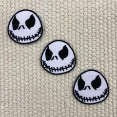 刺繡ワッペン　キャラクター　ドクロ　白　つり目　3枚セット