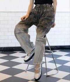 ニコアンド イージーバレルデニムパンツ グラデーションブラックＬ niko and（ニコアンド）の「【NKJ 2024AW】EASY BARREL DENIM