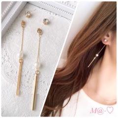 2wayピアス♡揺れる‼︎ロングチェーンスティック♡バックキャッチ♡