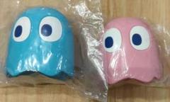 新品 パックマン ゴーストのラバー製フィギュア ラバー 水色　ピンク フィギュア