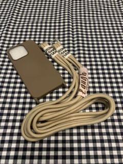 ◯新品　茶色　ブラウン　iPhone16 Pro ケース　紐付き　ショルダー
