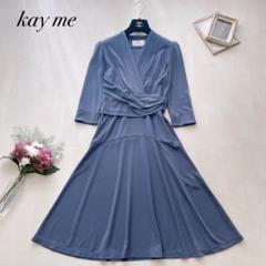 極美品✨kayme ケイミー ネイビーバタフライ マリリンワンピース 洗える11 極美品✨kayme ケイミー ネイビーバタフライ マリリンワンピース