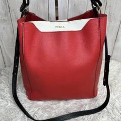 FURLA　フルラ　ショルダーバッグ　レッド　レザー　2way ホワイト