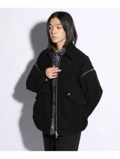 HARE ウーリーテックハイショクダブルコート ブラック　Sサイズ HARE ウーリーテックショルダーZIPブルゾン ブラック small