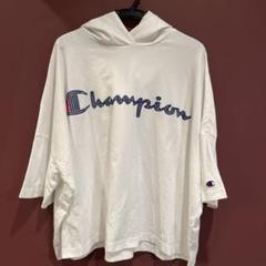 Champion フード付きロゴ入りコットンTシャツ