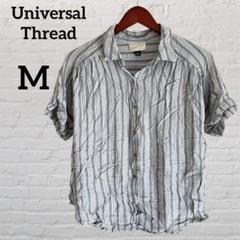 Universal Thread 【M】ストライプ 半袖シャツ ブルー ホワイト