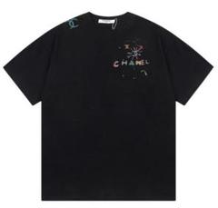 CHANEL カラフルな花火柄 ブラックTシャツ