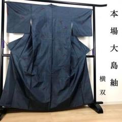 FF-188 大島紬 横双 正絹 躾糸 未着装 未使用 美品 袷 本場大島紬 楽天市場】【新古品】 本場大島紬 着物 大島紬 正絹 袷 織絣 横