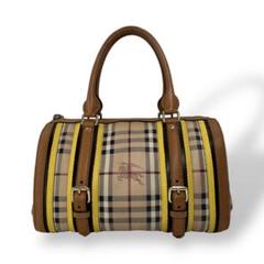 バーバリーミニハンドバッグ チャーム付 ブラウン ノバチェック シャドーホース BURBERRY バーバリー ノバ チェック シャドーホース ミニ