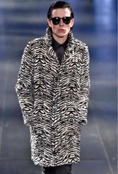 15AW サンローランパリ リアルファー 毛皮コート 46 チェスターコート