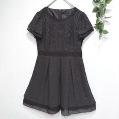フェスミー　半袖ワンピース　ドット　Aライン　大きいサイズ　薄手　茶　13 XL
