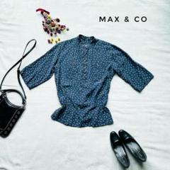 MAX&CO　シルク　シルク半袖シャツ　ブラウス　ヨット柄　ネイビー　S