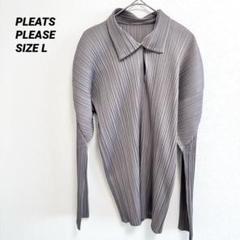 美品✨PLEATS PLEASE ワンボタン 長袖 グレー プリーツ トップス