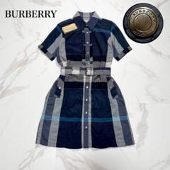 ✨️BURBERRY BRIT メガチェック ベルト付 ロング丈 長袖ワンピース