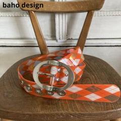 baho design ベルト 83〜93cm オレンジ アーガイル ゴルフ