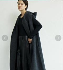 ADAWAS フード付きロングジレ　ロングベスト ダークブラウン フリーサイズ ADAWAS フード付きロングジレロングベスト ダークブラウン
