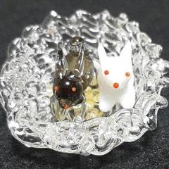 ガラス製ミニチュア　うさぎさん2匹セット