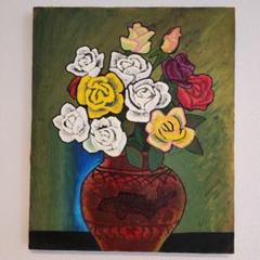 田渕眞兒　油絵　油彩　薔薇シリーズ　花　No.5 田渕眞兒油絵油彩薔薇シリーズ花No.5