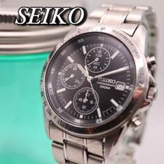 SEIKO クロノグラフ デイト ブラック メンズ腕時計 1197