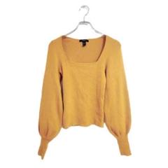 FOREVER21 ニット L マスタード スクエットネック バルーン袖 きれい