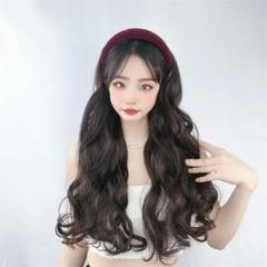 コスプレ 【在庫僅か】 ウィッグ ロング 茶 カチューシャ付き ゆる巻き