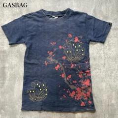 ガスバッグ【S】半袖Tシャツ クルーネック 花柄 蝶柄 人力車 和柄プリント