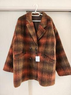 新品 チェック チェスターコート オレンジのサムネイル