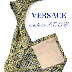 【大特価】VERSACE ネクタイ パターン柄 黄 青 シルク イタリア
