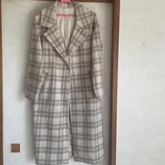 ベージュ系 チェック柄 ロングコート - メルカリ