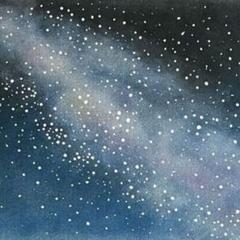 パステルアート 夜空にきらめく星屑のパステル画 A4サイズ 原画