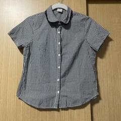 チェック柄 シャツ ブラウス 丸襟