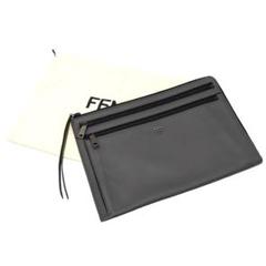 FENDI クラッチバッグ メタルステッチ グレー A4サイズ A2349