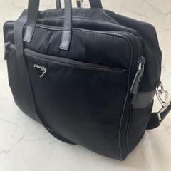 希少 PRADA プラダ ビジネス バッグ 2way 三角ロゴ レザー 黒
