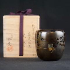 中村恭蔵★鴛鴦蒔絵大棗★美品茶道具茶器漆器螺鈿細工共箱共布付属送料無料 茶器/茶道具 なつめ（お薄器）】 大棗 浮見堂蒔絵 中村恭蔵作