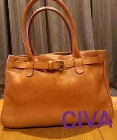 ★超美品★チーバ　CIVA  コンパクトレザートート　キャメル　A4入ります ☆超美品☆チーバCIVA コンパクトレザートートキャメルA4入ります