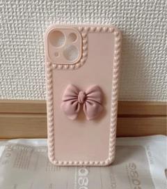 iPhone13用ケース ピンク リボン