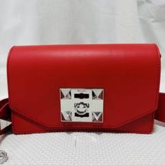 未使用品 SALAR ミニ ショルダーバッグ イタリア スタッズ レザー レッド 未使用品 SALAR ミニ ショルダーバッグ イタリア スタッズ