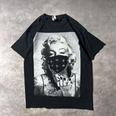 P71 古着Marilyn Monroe黒バンダナTシャツ　GILDAN