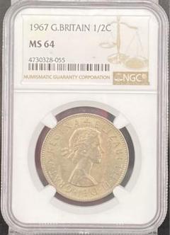 エリザベス女王の若き横顔】1967年英国ハーフクラウン銀貨/MS64/NGC鑑定 エリザベス女王の若き横顔】1967年英国ハーフクラウン銀貨/MS64
