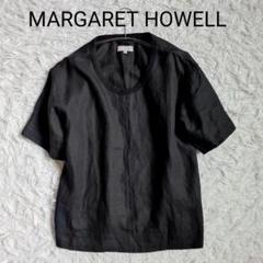 [美品]MARGARET HOWELL　リネンカットソー　麻100　墨黒　M相当 美品]MARGARET HOWELL リネンカットソー 麻100 墨黒 M相当